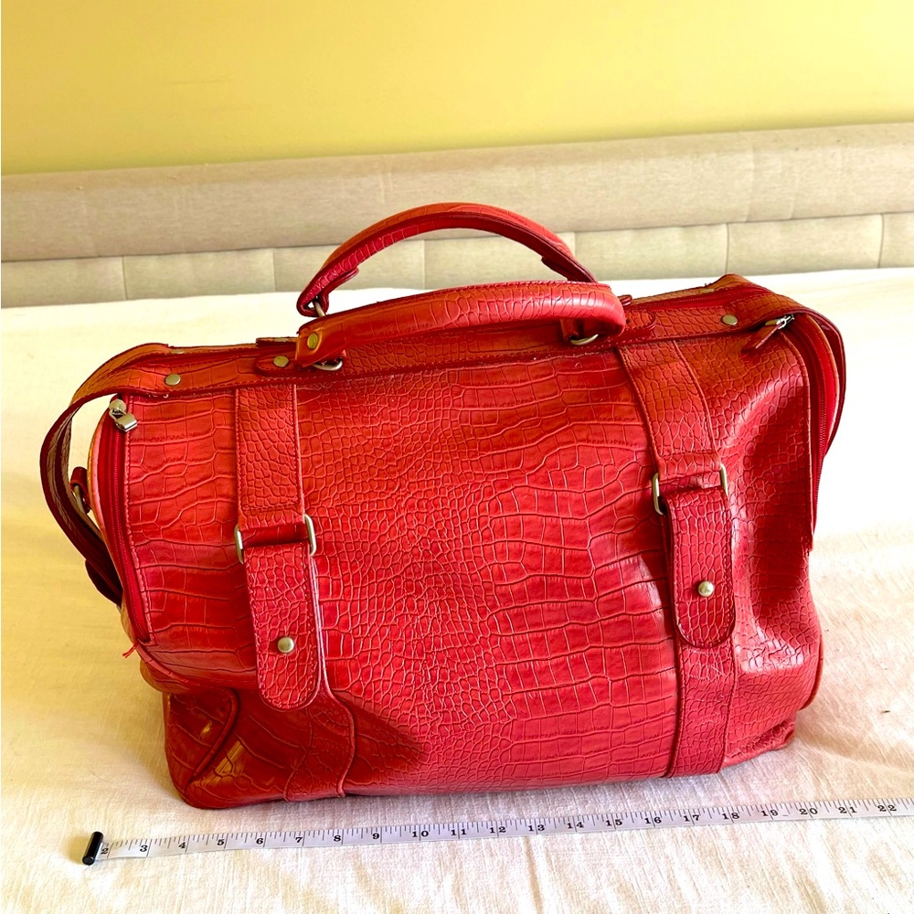 Bath & Body Works Large Red Leather Duffel bag